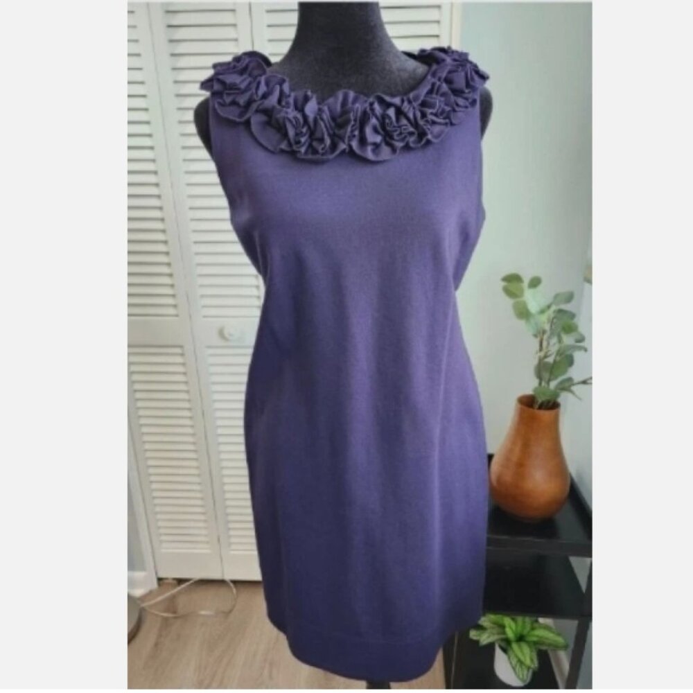 🚨 Just Taylor Navy Blue Nautical Ruffled Neckline Dress size 6 - Picture 3 of 11